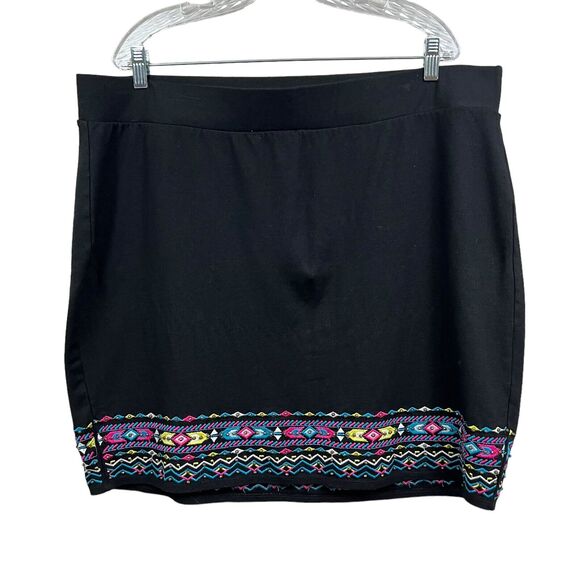 Torrid Womens Skirt Floral Beaded Embroidered Hem Stretch Elastic Waist Black 3 - Picture 1 of 6
